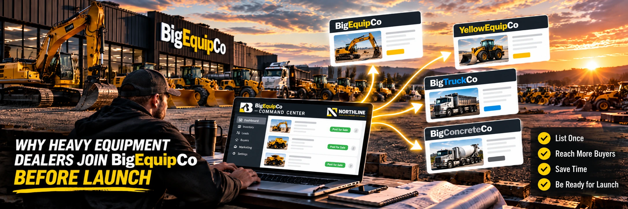 Heavy equipment dealership onboarding inventory ahead of the BigEquipCo October 12 launch