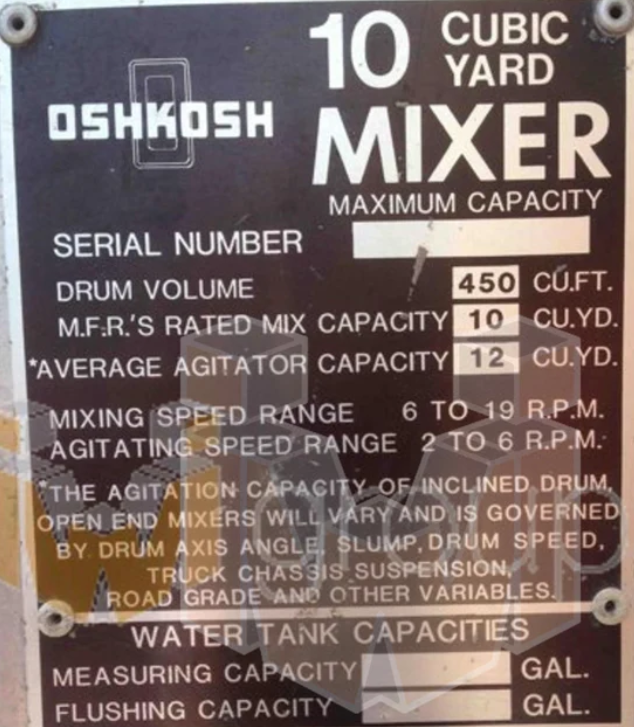 1984 Oshkosh Front Discharge Mixer Truck photo 3